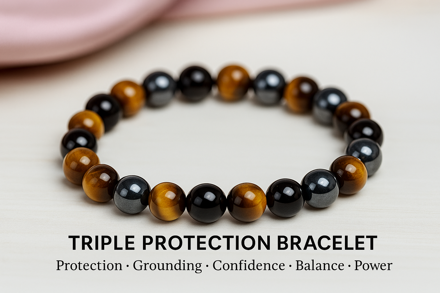 Triple Protection Bracelet - Tiger Eye, Black Obsidian & Hematite